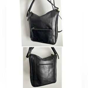 LODIS Black Leather Bag Crossbody Purse Bag